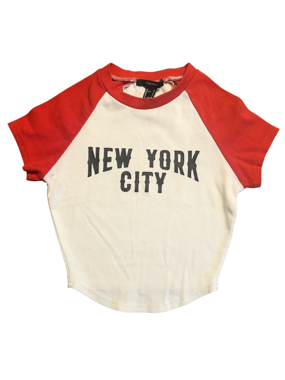 Forever 21 New York City Crop Short Sleeve Tee Shirt Top Small